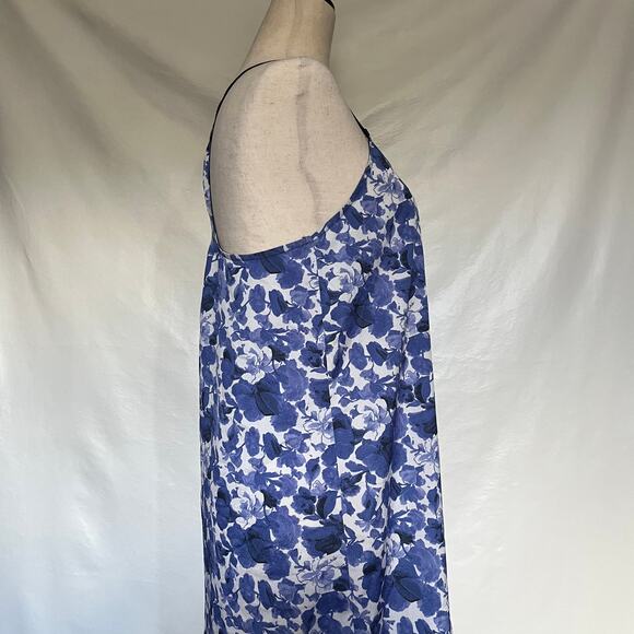 Topshop Floral Hi-Low Slip Dress Sz 6 Blue Boho Chic Y2K Coastal Racerback Beach - Picture 4 of 13